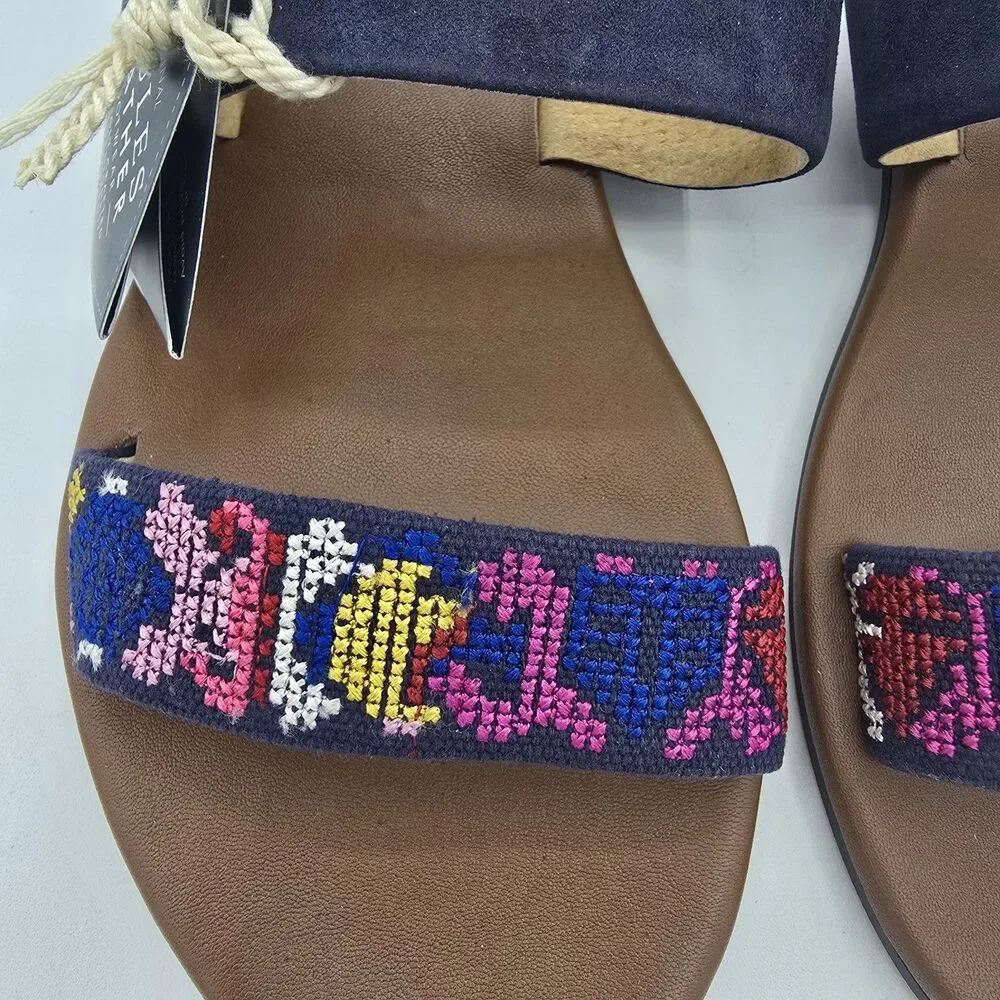 Joules Fenthorpe Women's size 6 Flower Suede Flat Sandals Shoe